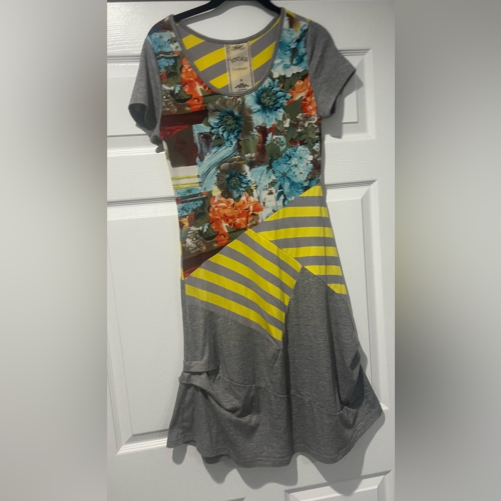 Vintage Concept Yellow and Blue Floral Dress